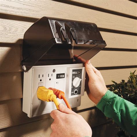 home electrical box front yard|outside electrical plug box.